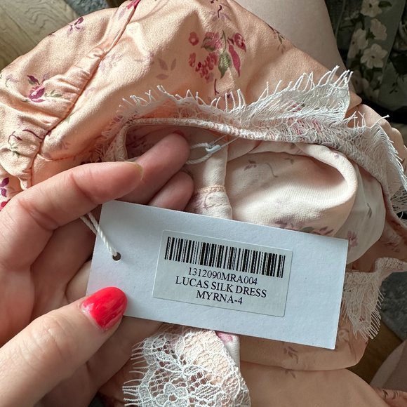 NWT Reformation Lucas Silk Midi Dress SZ 4 Myrna Floral Cap Sleeves Deep V-Back - Picture 3 of 12